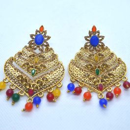 Golden/Multicolored Layered Earrings For Women