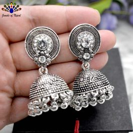 Silver Toned Pinjada Earrings - Jewels of Nepal