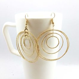 Light Silver/Golden/Black Toned Layered Rounds Metallic Danglers