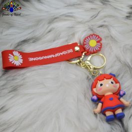 Jewels of Nepal Squid Game Doll Keychain / Keyring/ Key Chain / Key Ring with Strap- Red