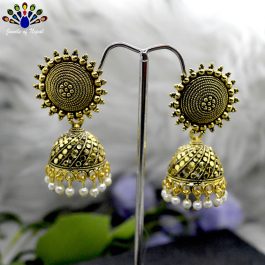 Golden Faux Moti Pinjada Earrings For Women