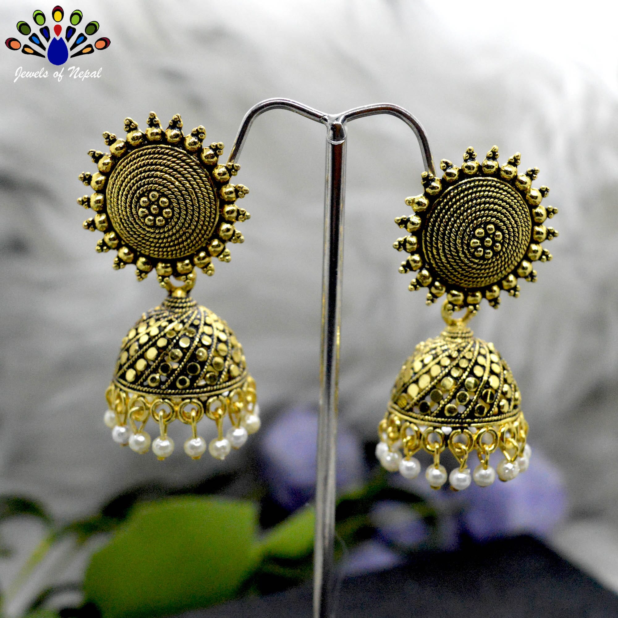 Golden Faux Moti Pinjada Earrings For Women