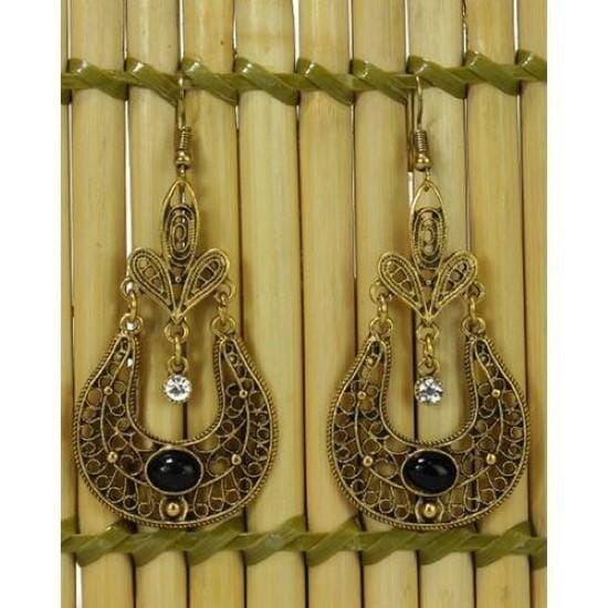 Golden Textured Earrings For Women-Jewels Of Nepal - Image 2