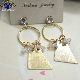 Golden Stylish Faux Crystal Beaded Earrings For Women by Jewels of Nepal