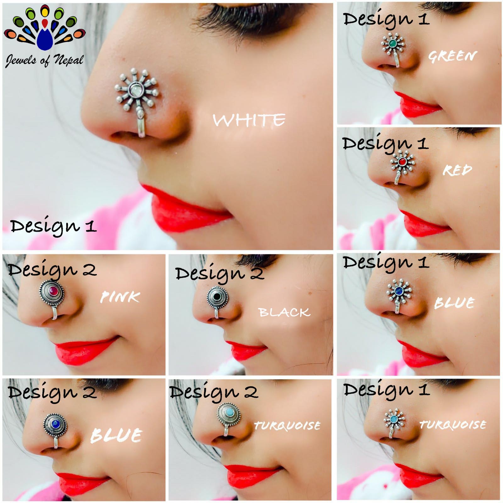 Oxidized Silver Toned Stone Clip on Nose Ring / Nathi/ Nathiya For Women- 1pc - Image 23