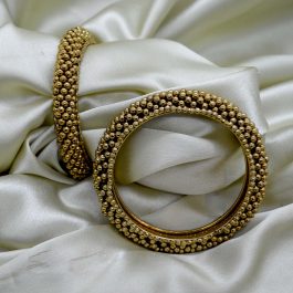 Antique Golden Toned Balls Beaded Ethnic Style Bala for Women- 2 pcs