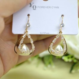 Jewels Of Nepal S925 CZ Stone Studded Drop Designed Dangling Earrings For Women