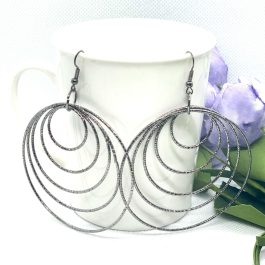 Layered Loops Lightweight Dangling Earrings_Gunmetal Black