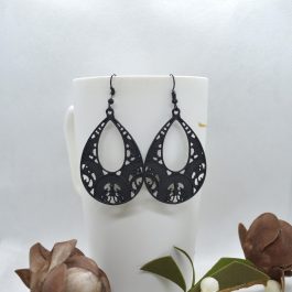 Black Tear Drop Shaped Earrings For Women