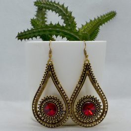 Shiny Stone Adorned Dot Patterned Drop Shaped Earrings For Women