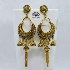 Golden Chandbali Designed Pinjada Drop Earrings For Women