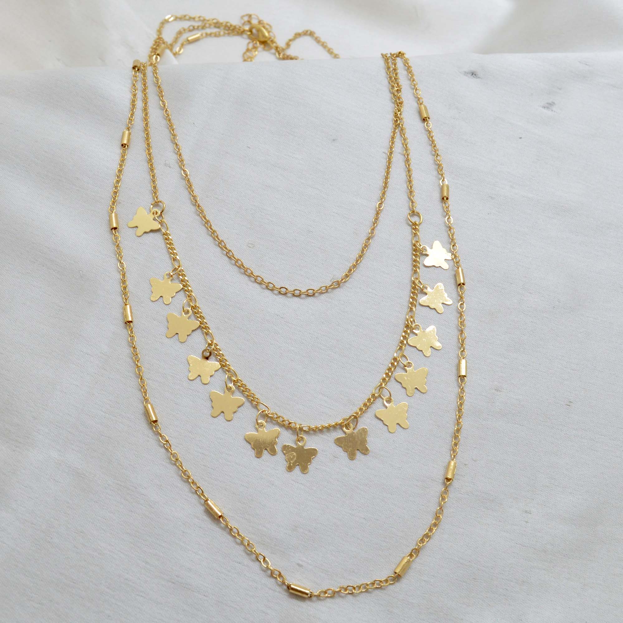 Jewels Of Nepal Butterfly Designed 3 Layer Chain/ Necklace For Women - Image 2