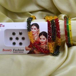 Shrawan Special Green/Red/Yellow Bala/ Chura Set with Earrings for Women
