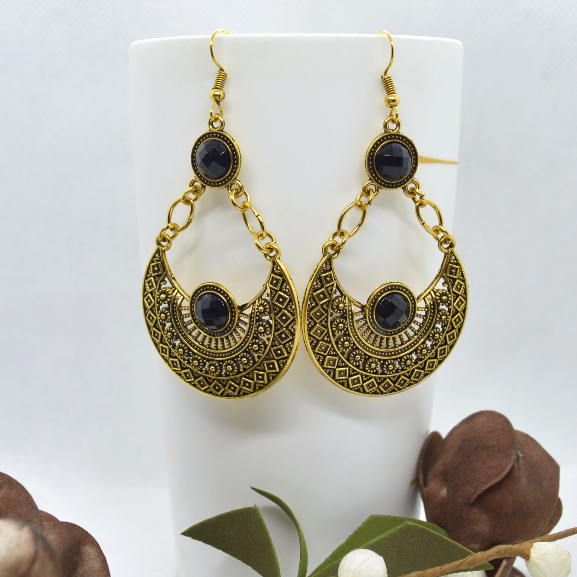 Combo of 4 Silver/Golden Stoned Long Drop Earrings For Women - Image 2