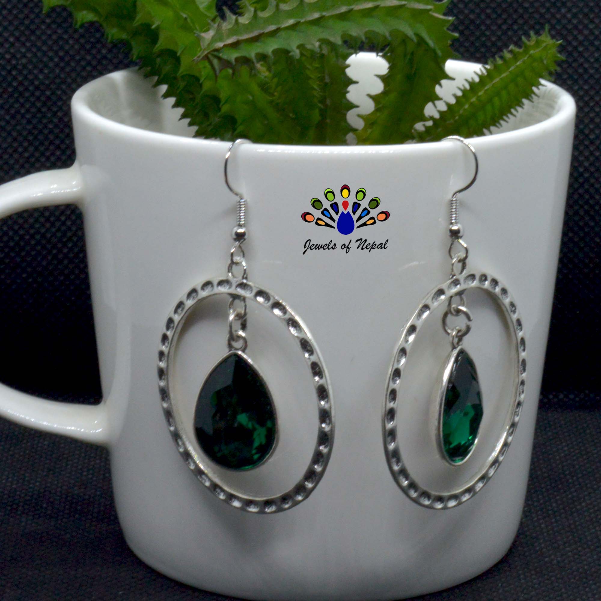 Drop Stoned Round Dangling Earrings - Image 7