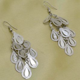 Jewels Of Nepal Silver water Drop Designed Earrings For Women