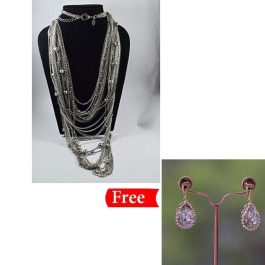 Multi-Layered Chunky Chain Necklace (Sn_008) - Free Stone Earrings