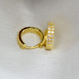 Jewels Of Nepal Glod Plated Julie Hoop Earrings With Studded White Stone For Women
