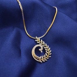 Jewels of Nepal Australian Diamond / American Diamond 5A Studded Designer Pendant & Chain for Women