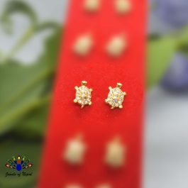 Gold Plated Stone Studded Tortoise Designed Small Ear Studs For Women