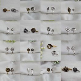 Combo of Golden/Silver Oxidized Clip on Nose Ring / Nathi / Nathiya for Women- 2 pcs