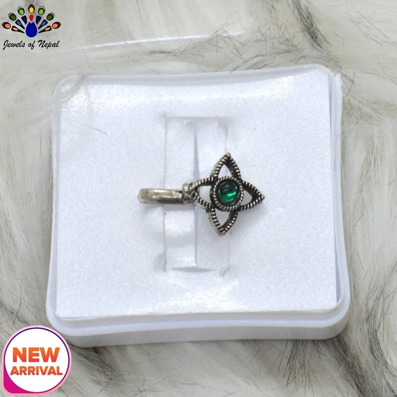 Oxidized Silver Toned Stone Clip on Nose Ring / Nathi/ Nathiya For Women- 1pc - Image 63