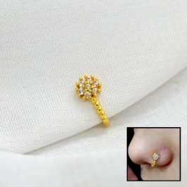 Gold Plated American Diamond Stone Studded Clip on Nose Ring/ Nathi / Nathiya For Women- 1pc