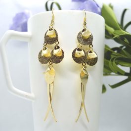 Golden/Gunmetal Lightweight Long Chandelier Drop Danglers For Women