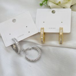 Jewels Of Nepal S925 Stone Studded Medium Hoop Earrings For Women