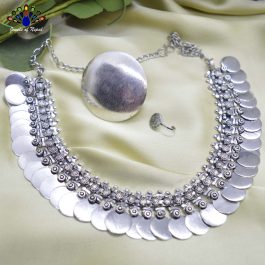 Silver Oxidized Tribal Designed Necklace Set by Jewels of Nepal