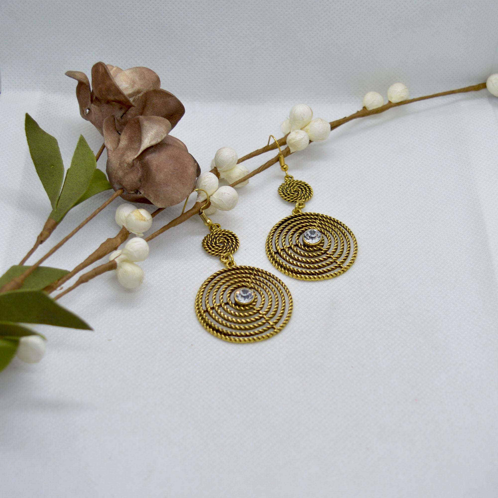Silver/Golden Twisted Double Layered Dangle Earrings - Image 5