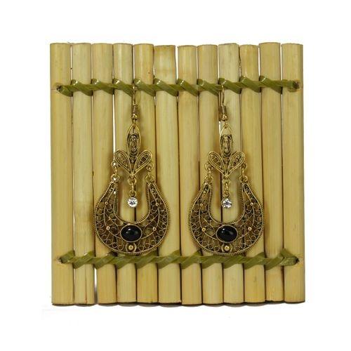 Golden Textured Earrings For Women-Jewels Of Nepal - Image 4