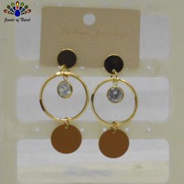 Jewels of Nepal Golden Toned Circular Dangling Drop Earrings For Women