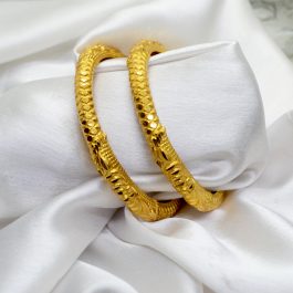 Jewels of Nepal Gold Plated Classic Designed Bala / Bangles / Kadaa for Women- 2 pcs (1 Pair)