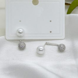 Jewels of Nepal  Faux Pearl & Round Stone Studded Double Sided Stud Earrings for Women