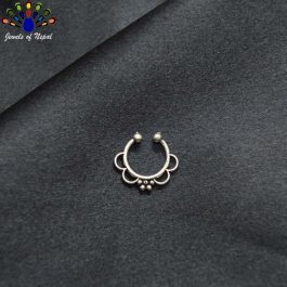 Oxidized Silver Toned Stone Clip on Mid Nose Ring For Women- Jewels of Nepal