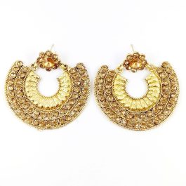 Gold Toned Multicolored Chandbali Style Earrings For Women