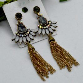 Rhinestone Studded Chain Dropl Danglers For Women