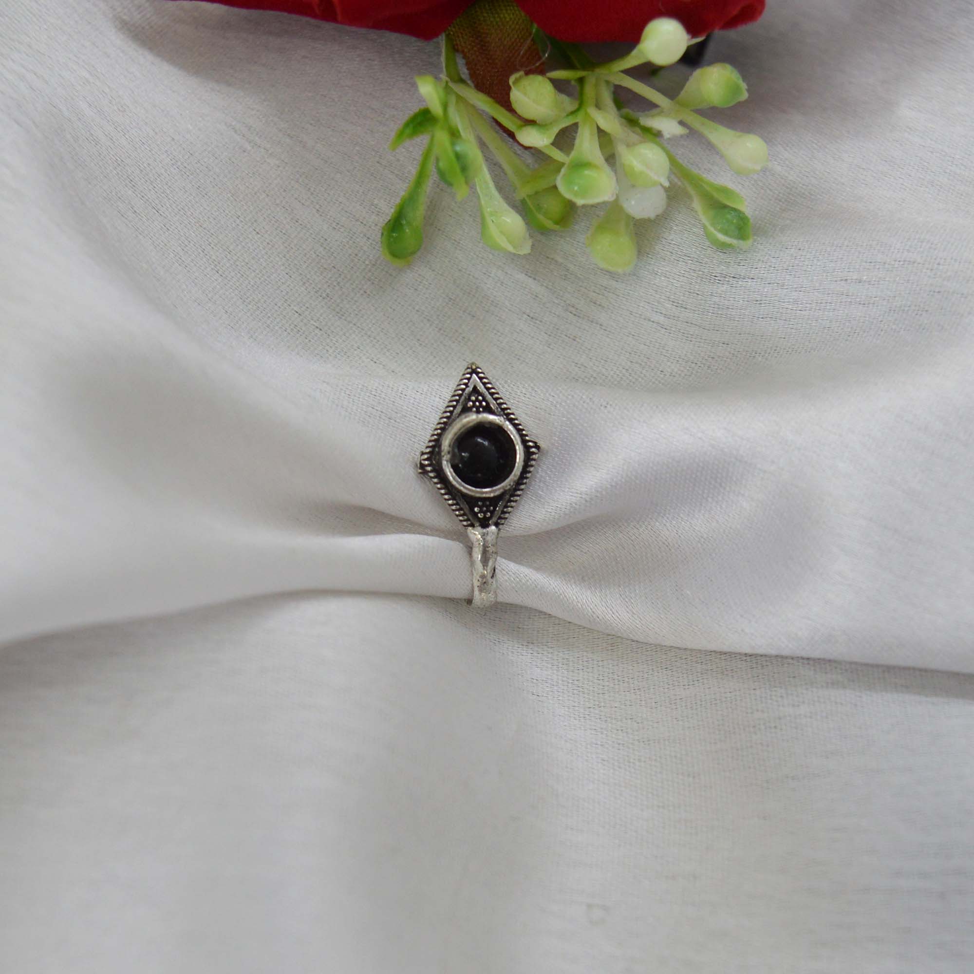 Oxidized Silver Toned Stone Clip on Nose Ring / Nathi/ Nathiya For Women- 1pc - Image 64