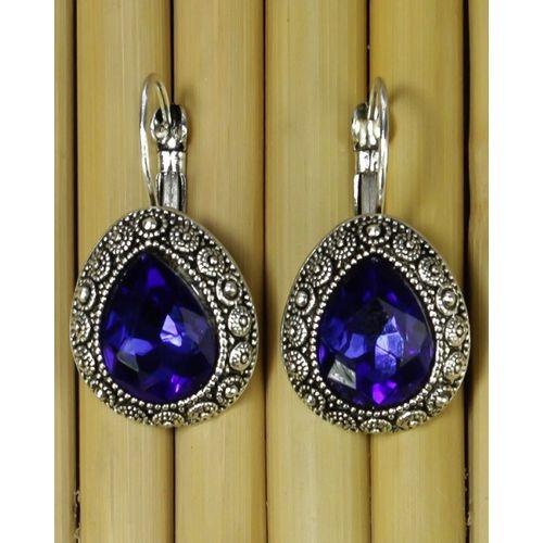 Oval Stone Drop Lever Back Earrings For Women