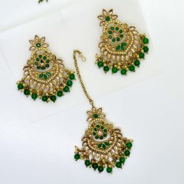 Jewels of Nepal Stone Embellished Multi-coloured Mangtika  and Earrings Set for Women