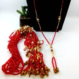 Shiny Shamballa Balls Beaded Red Crystal Mala For Women- 12 Pcs