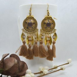 Bohemian Style Leaf Drop Tassel Earrings For Women