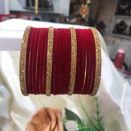 Jewels Of Nepal Velvet 18pcs Bangles& 4pcs Metal Stone Bangles Sets For Women
