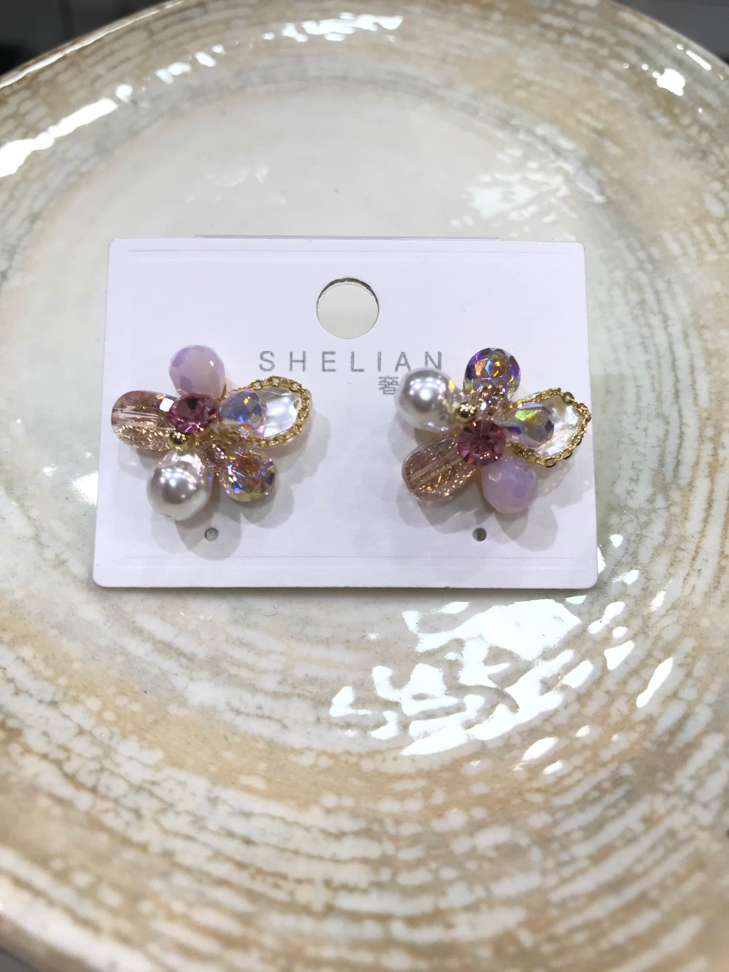 Jewels Of Nepal Rainbow Crystal Flower Korean Earring For Women