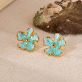 Jewels of Nepal Stainless Steel Enamel Art Fashionable Flower Ear Studs for Women