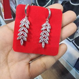 American Diamond Stone Studded Leaves Designed Juli Hook Earrings For Women