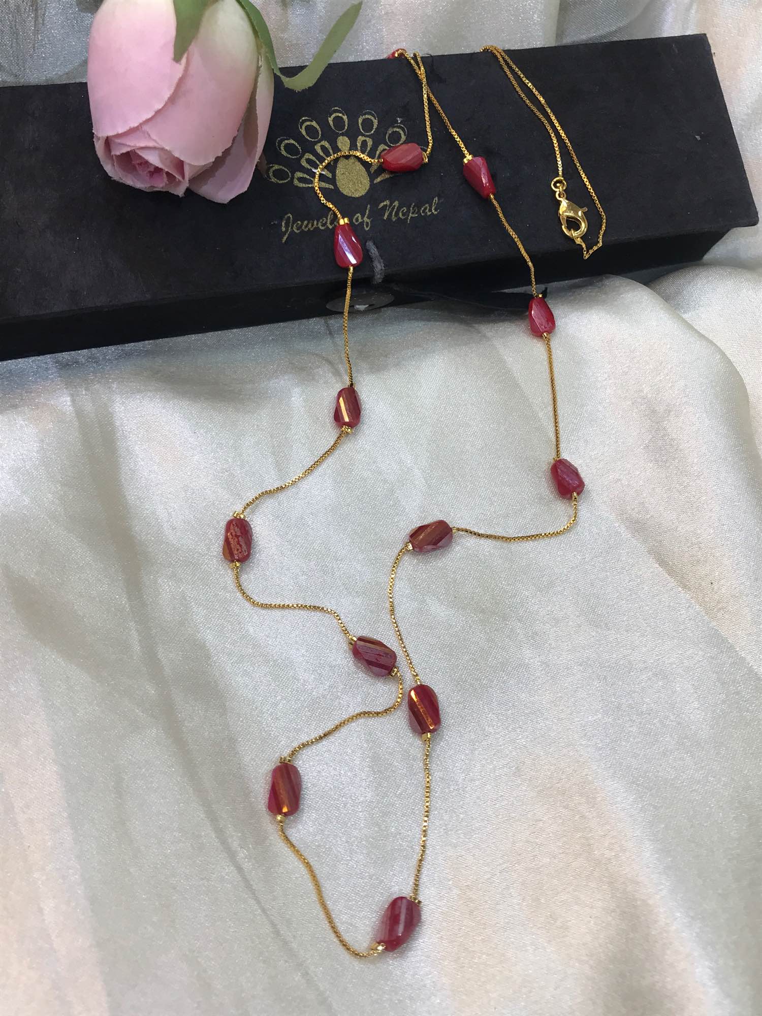 Jewels Of Nepal AA Ruby Necklace,14k Solid Gold Necklace, Ruby Necklace For Women