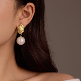 Jewels of Nepal New Geometric Textured Pearl Vintage Stainless Steel Drop Earrings for Women