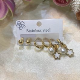 Jewels Of Nepal Gold Plated Stainless Steel Juli Earring Set For Women